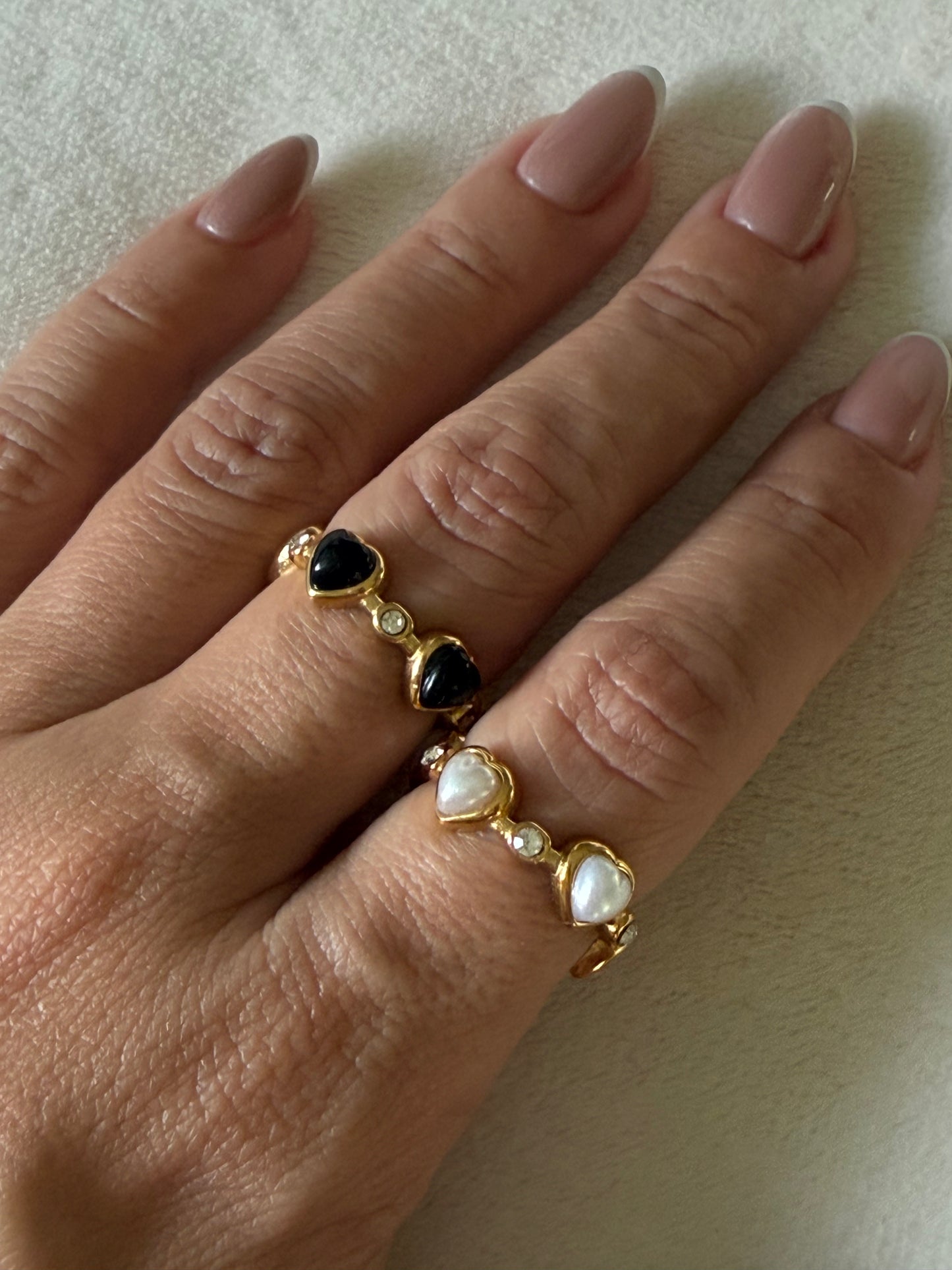 Pearl Glam Heart Ring