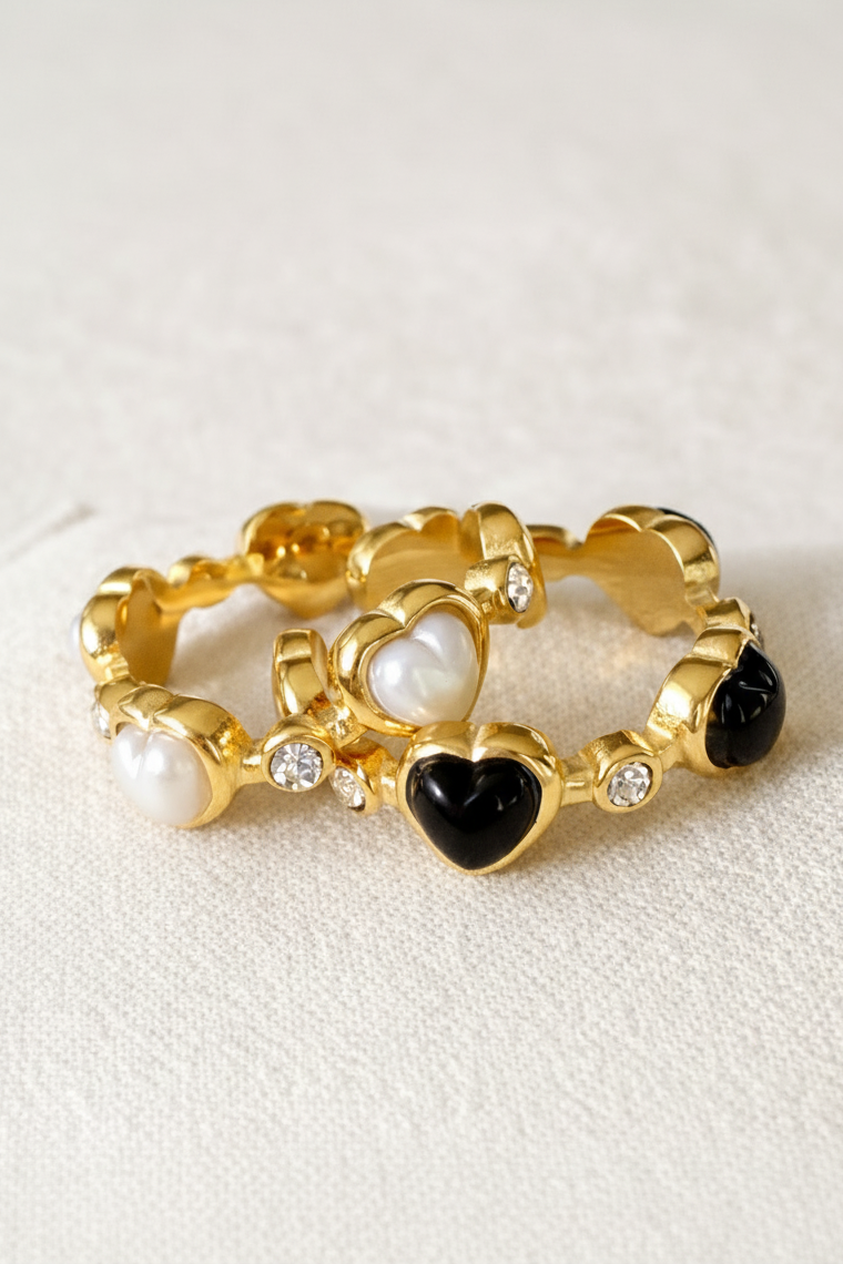 Pearl Glam Heart Ring