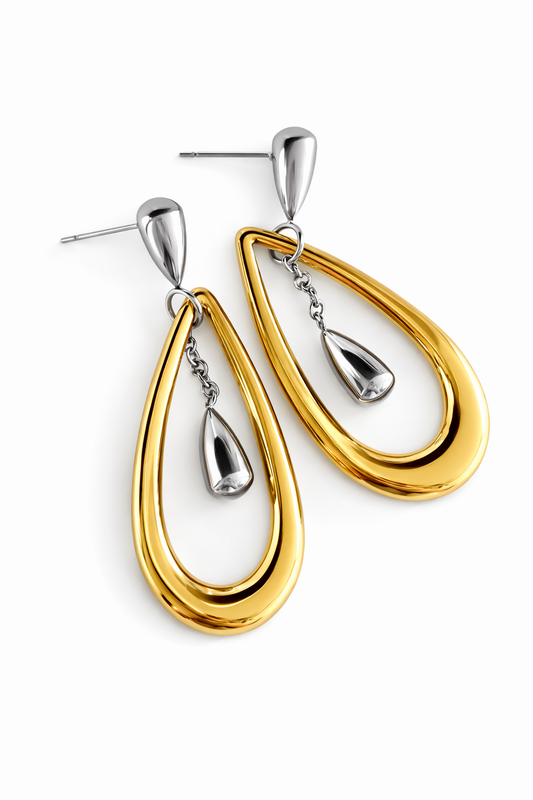 Elegant Two Tone Earrings