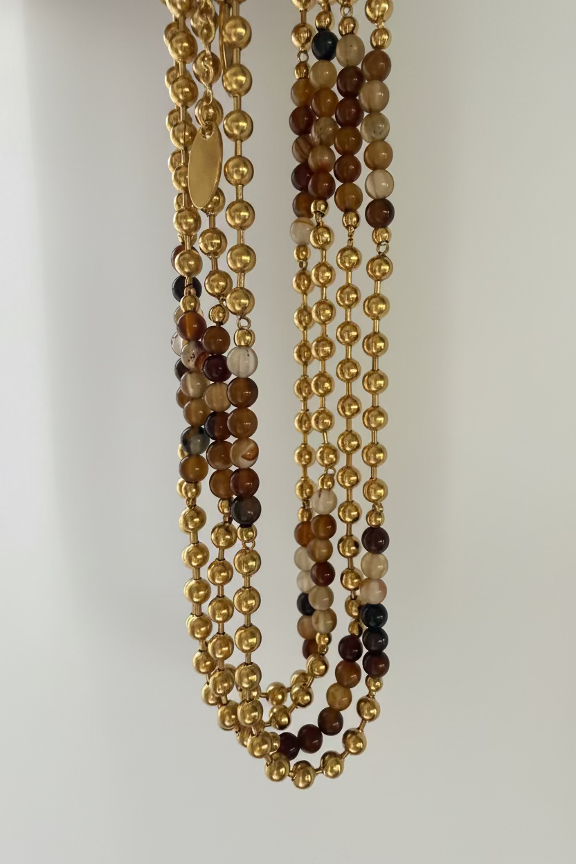 Golden Coffee Beaded Necklace