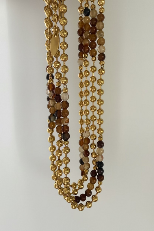 Golden Coffee Beaded Necklace