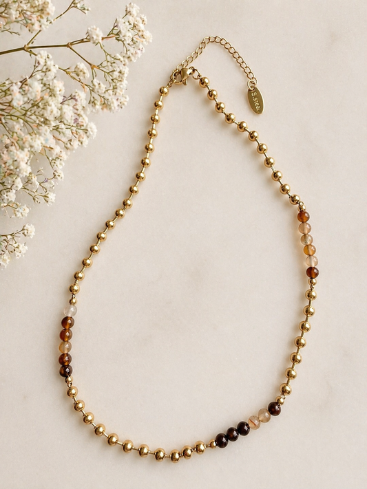 Golden Coffee Beaded Necklace