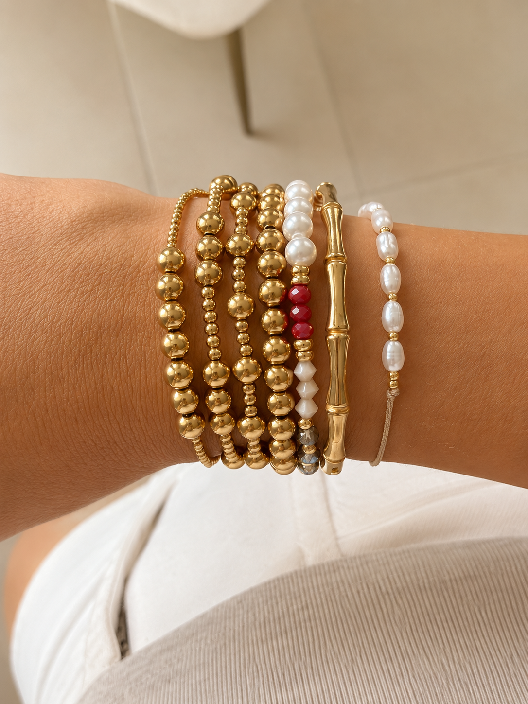 Golden Beaded Stack